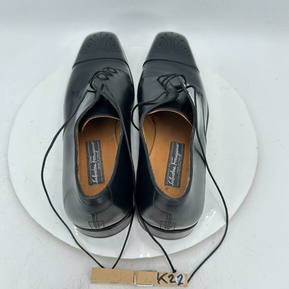 Salvatore Ferragamo Tramezza Italy Men Size 9.5 Black Leather Brogue Derby Shoes main image 4